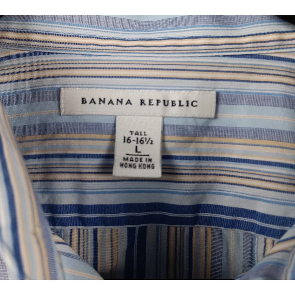 Banana Republic Men Tall Striped Long Sleeve Button Down‎ Dress Shirt Size L